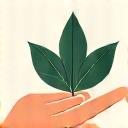 Icono estilizado de una mano seleccionando hojas de una planta.